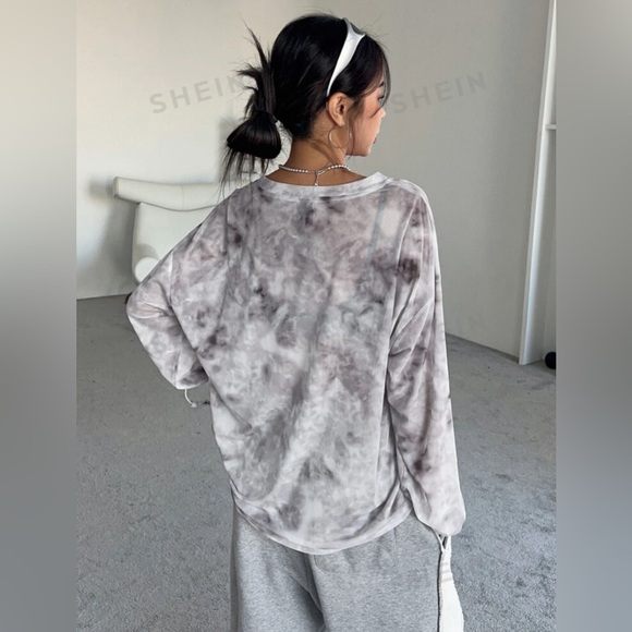 Tie Dye Drop Shoulder Oversized Mesh Top - Picture 4 of 6